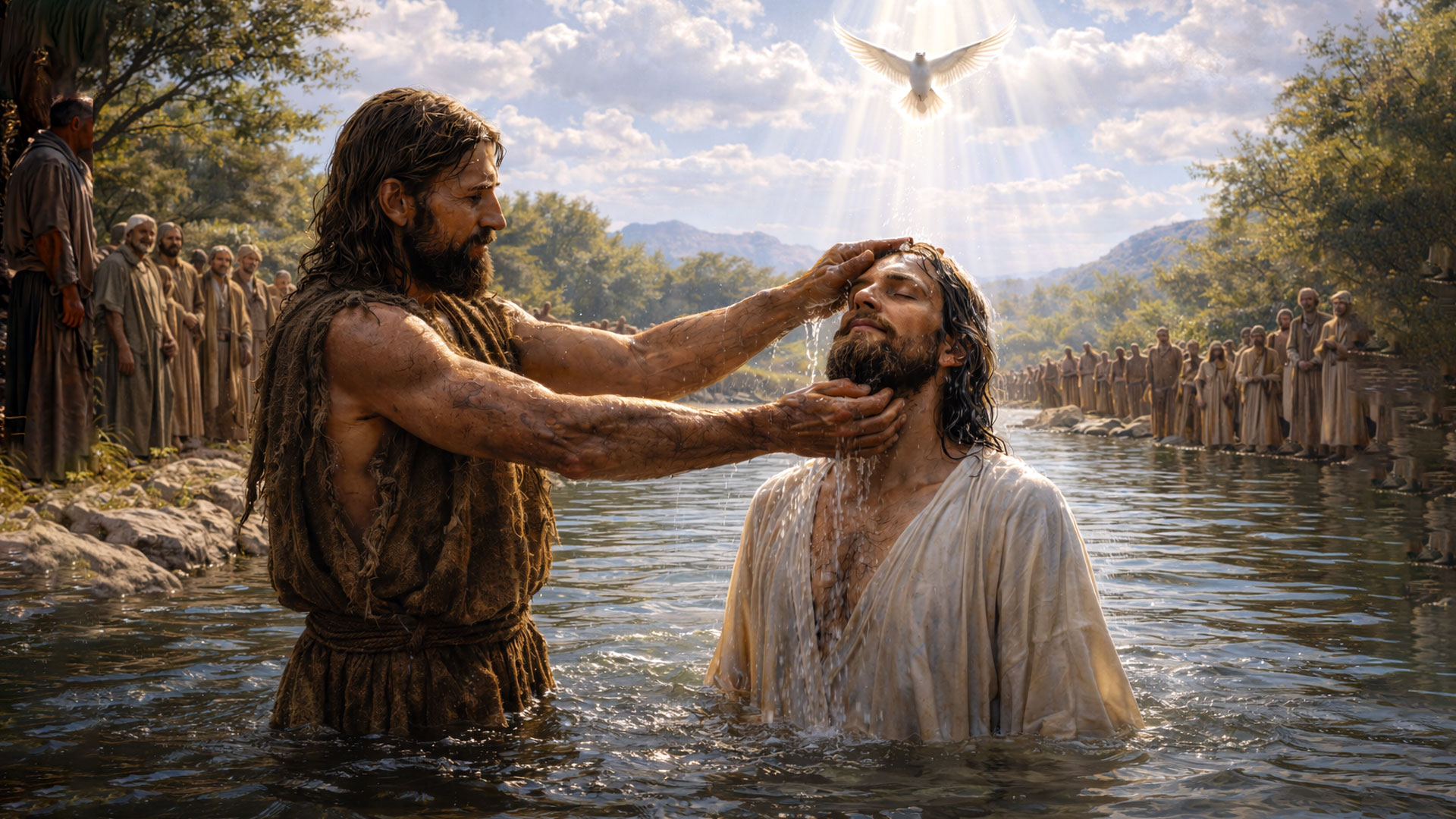 A reading from the holy Gospel according to MATHEW 3: 13 - 17