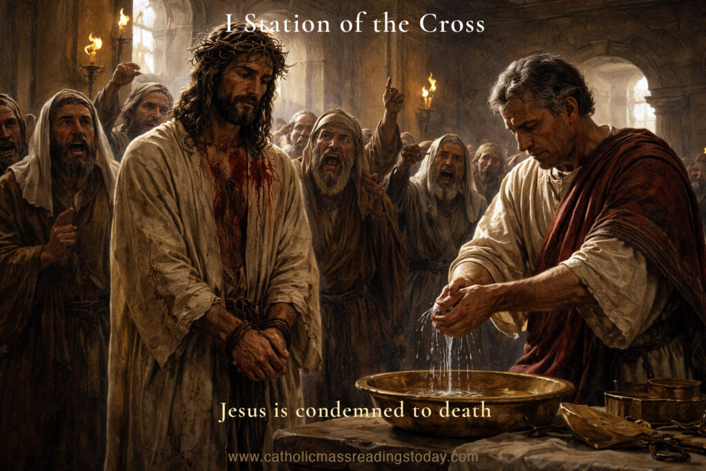 1st station of the cross Jesus is condemned to death