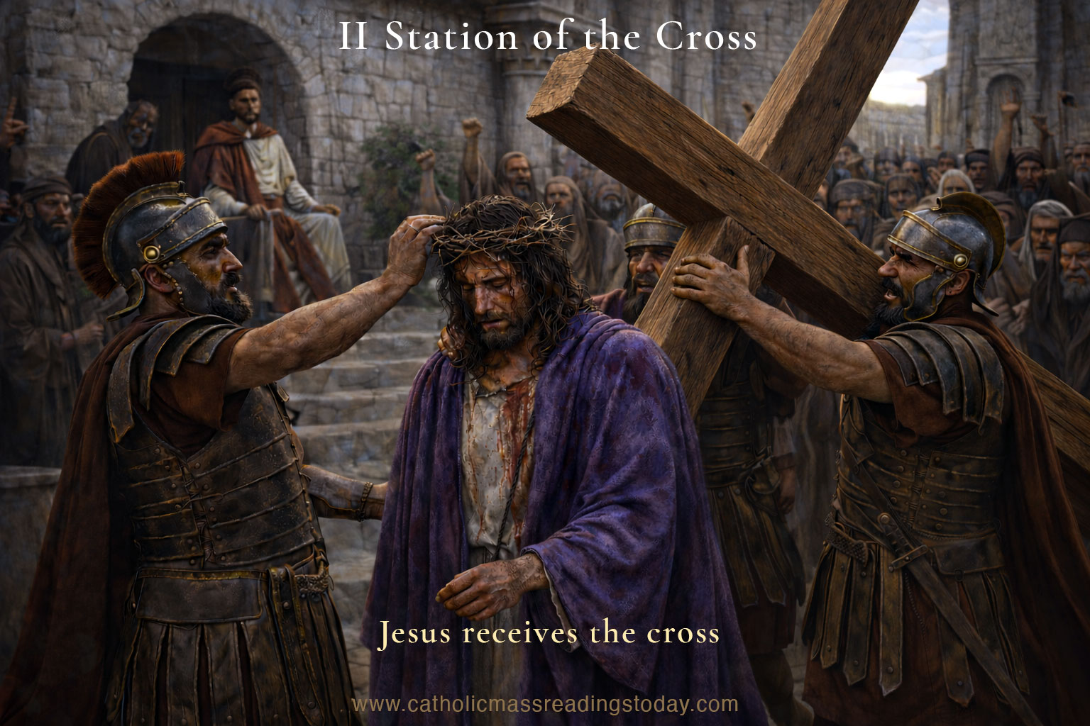 2nd Station of the cross. Jesus receives the cross