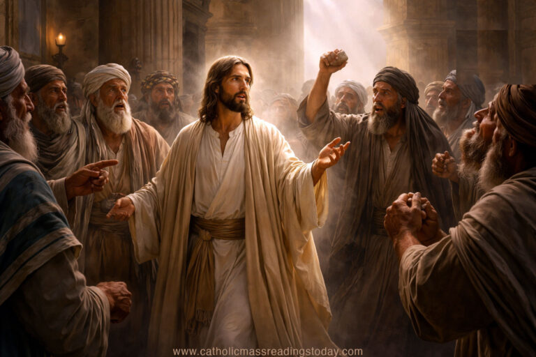 Holy Gospel Scripture A reading from the holy Gospel according to John 8: 51 - 59 - Catholic ...