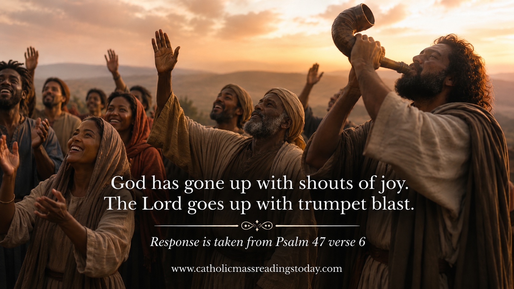God has gone up with shouts of joy