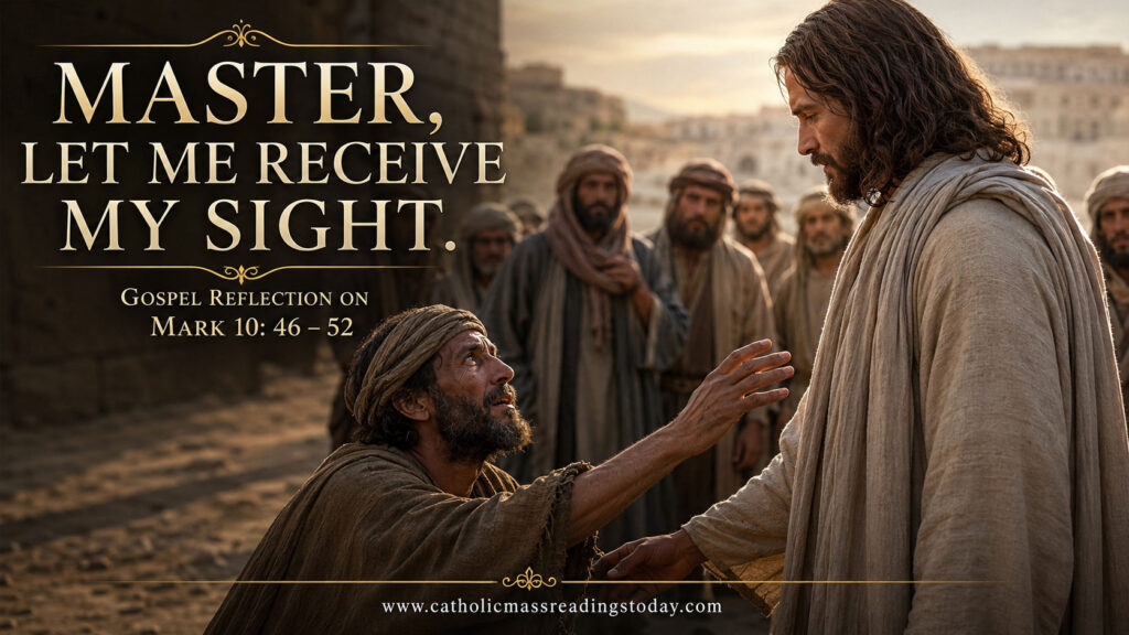 Gospel Reflection on Mark 10:46 - 52 - Catholic Mass Readings Today