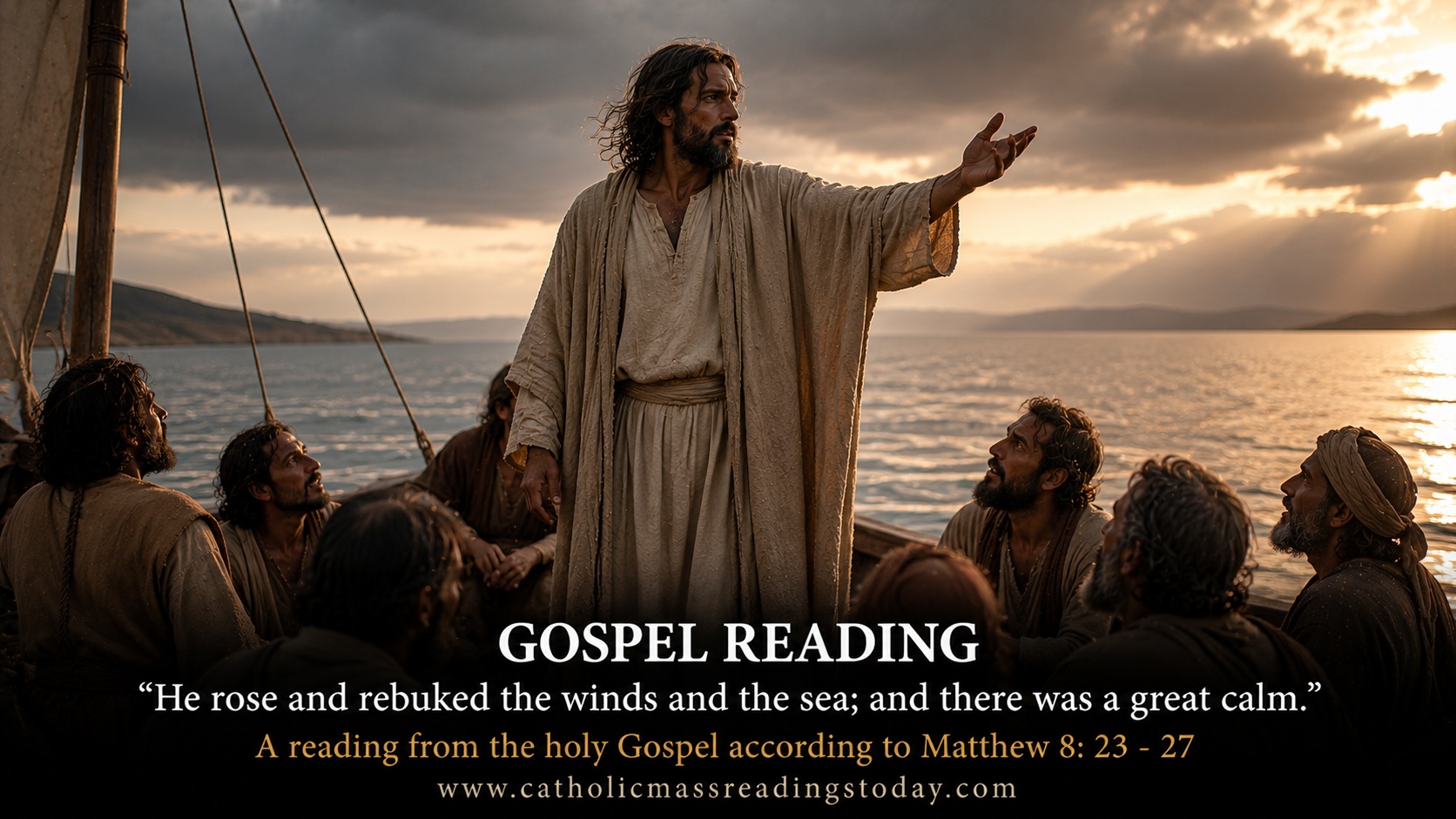 A reading from the holy Gospel according to Matthew 8: 23 - 27