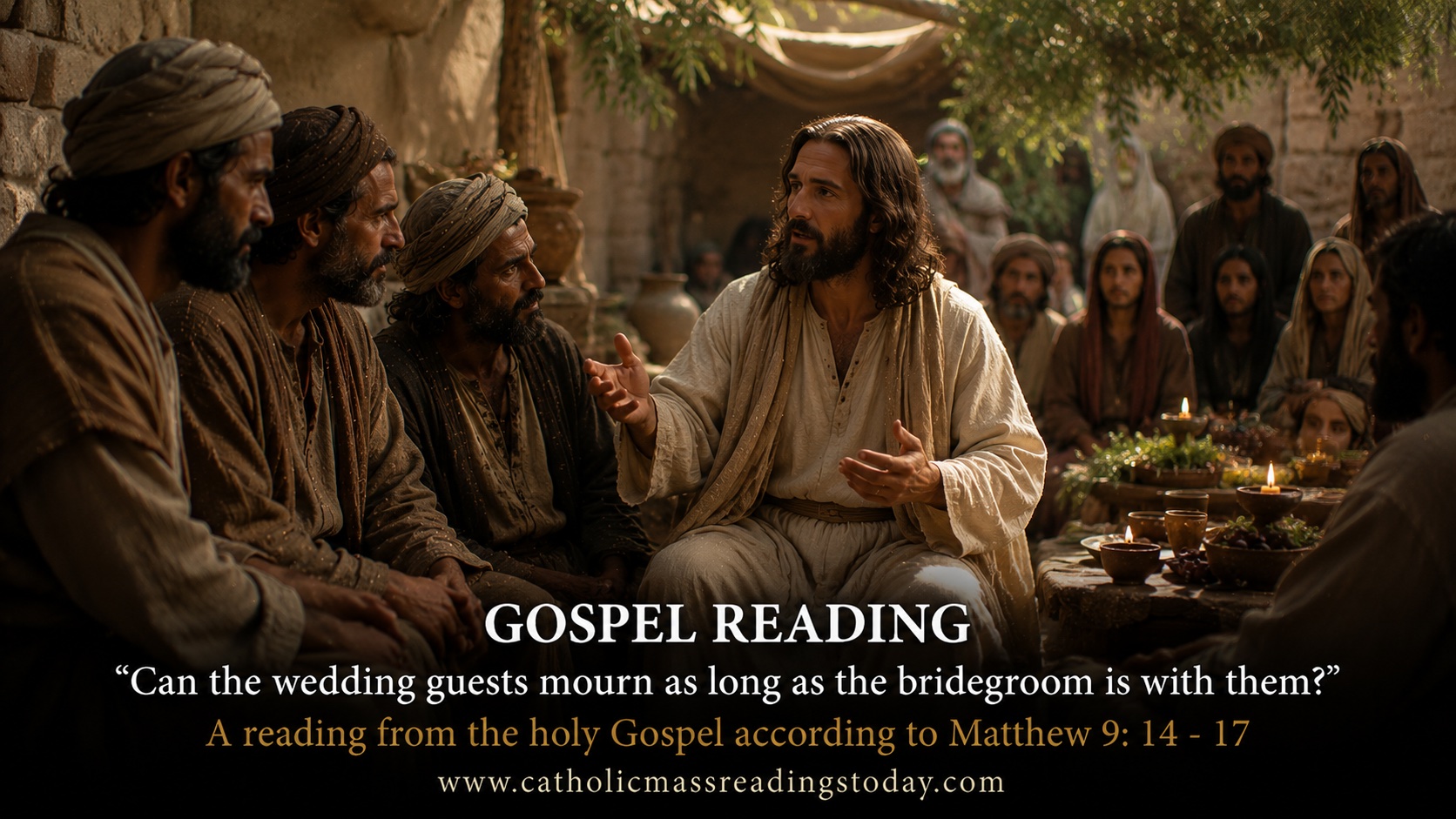 A reading from the holy Gospel according to Matthew 9: 14 - 17