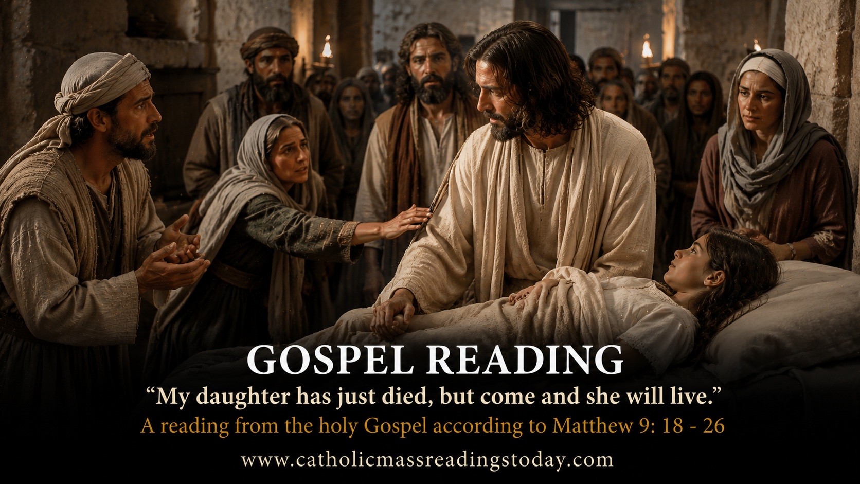 A reading from the holy Gospel according to Matthew 9: 18 - 26