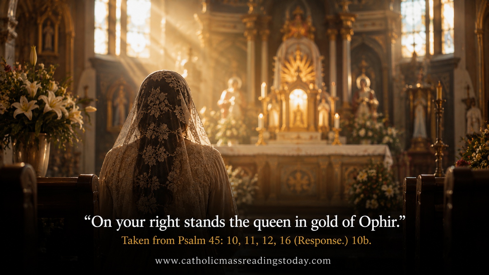 On your right stands the queen in gold of Ophir