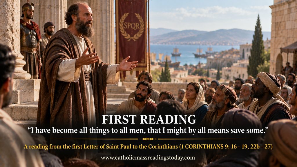A reading from the first Letter of Saint Paul to the Corinthians (1 CORINTHIANS 9: 16 - 19, 22b - 27)