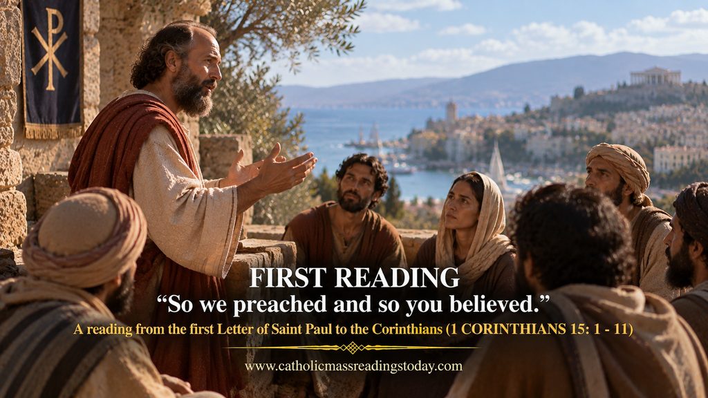 A reading from the first Letter of Saint Paul to the Corinthians (1 CORINTHIANS 15: 1 - 11)