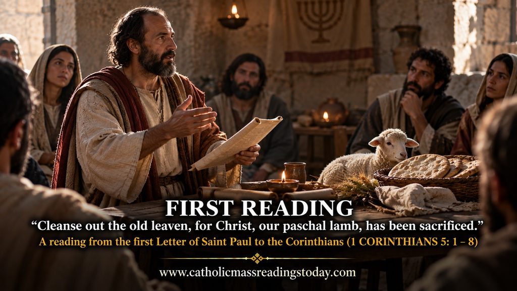 A reading from the first Letter of Saint Paul to the Corinthians (1 CORINTHIANS 5: 1 - 8)