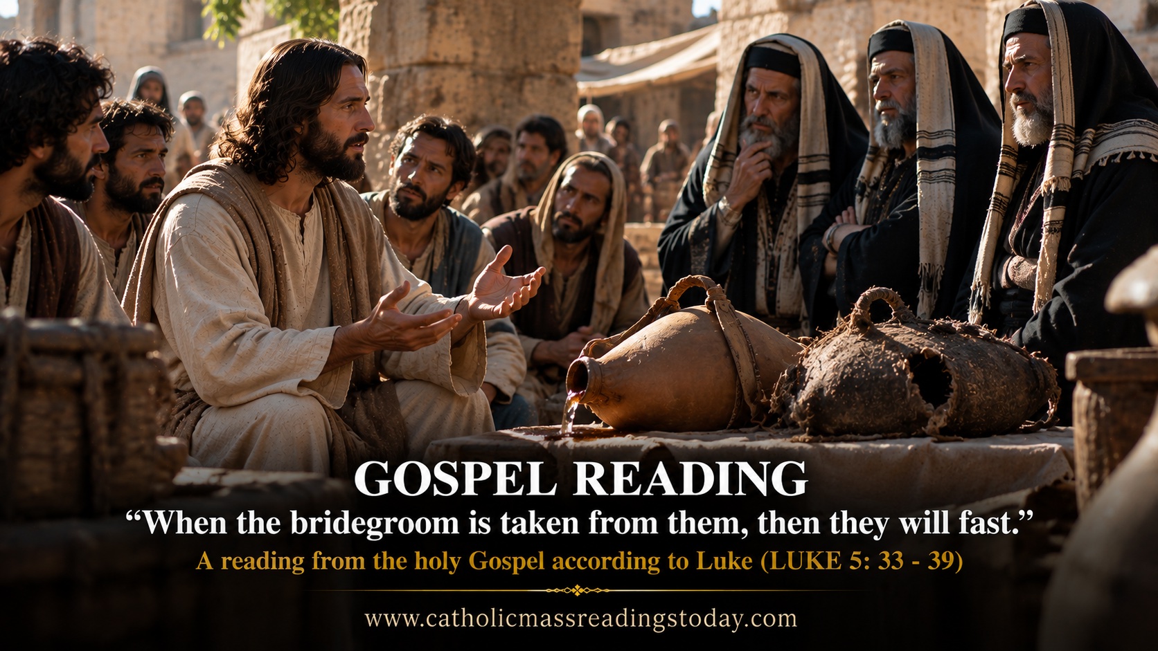 A reading from the holy Gospel according to Luke 5: 33 - 39