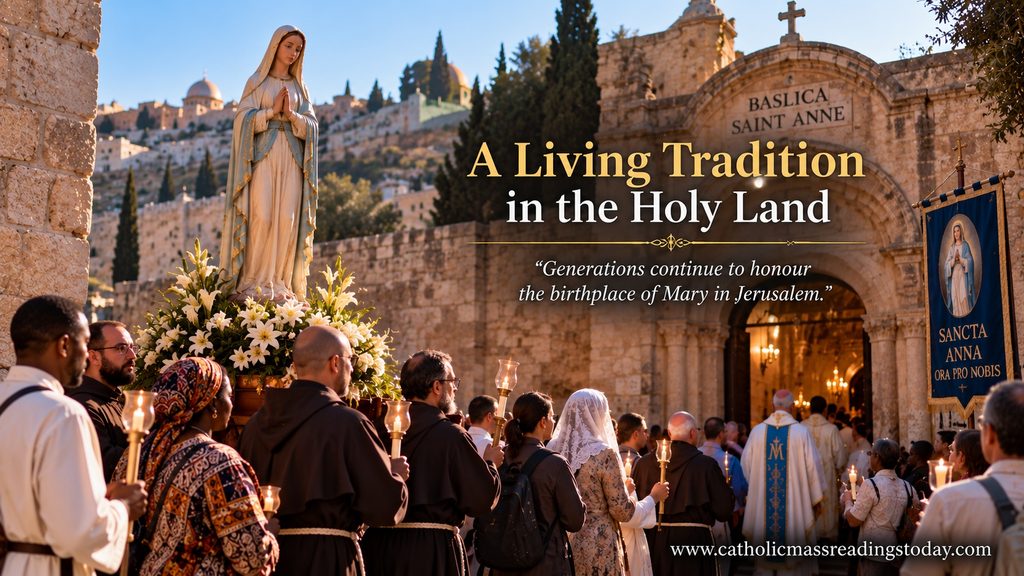 Blessed Virgin Mary present-day celebration at the Basilica of Saint Anne in Jerusalem