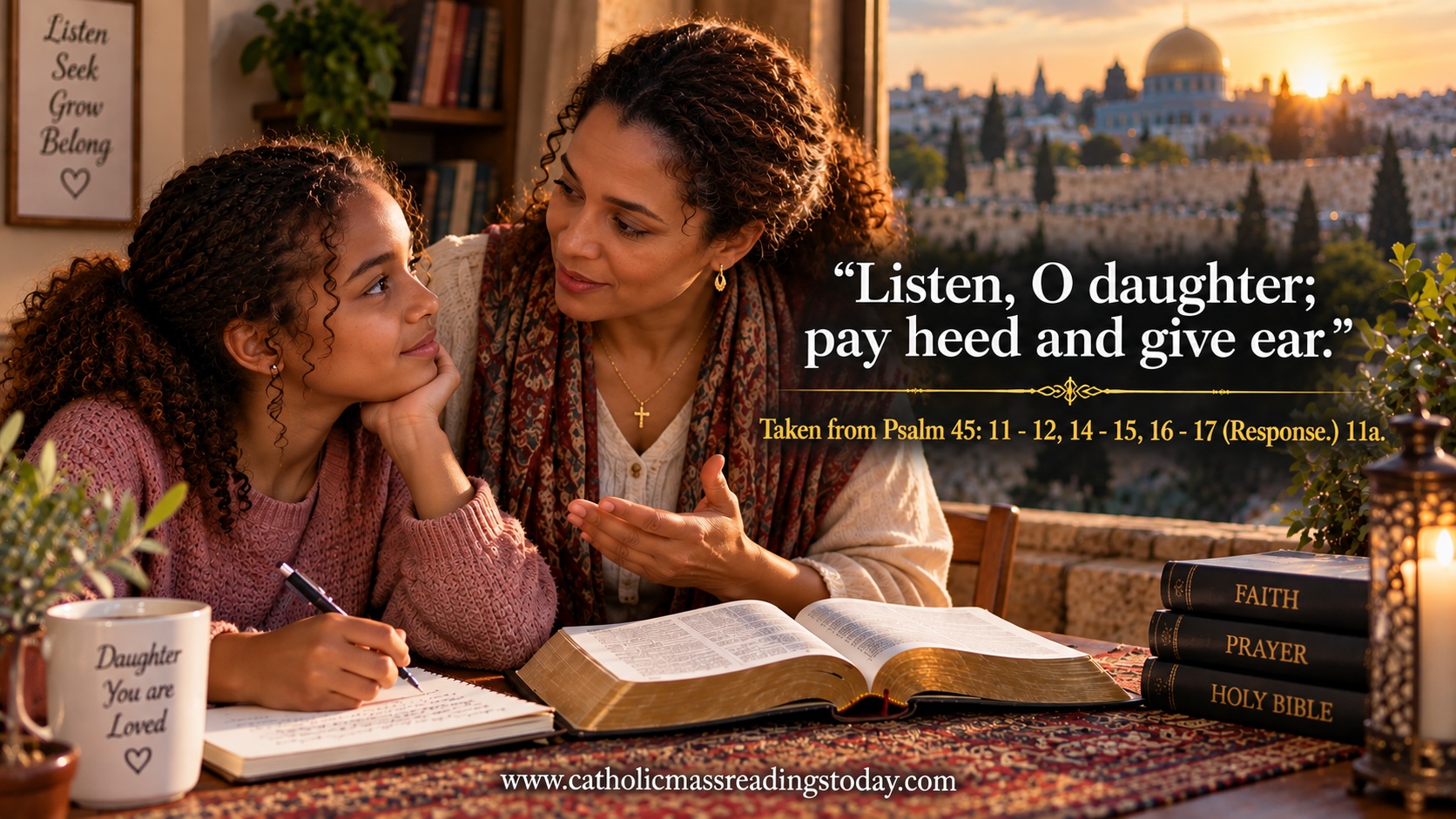 Listen, O daughter; pay heed and give ear