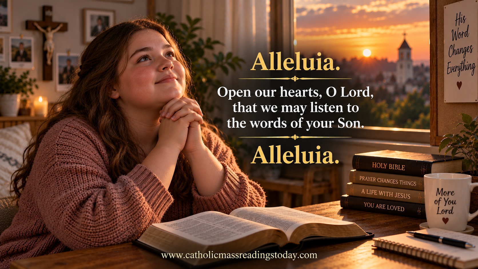 Open our hearts, O Lord, that we may listen to the words of your Son