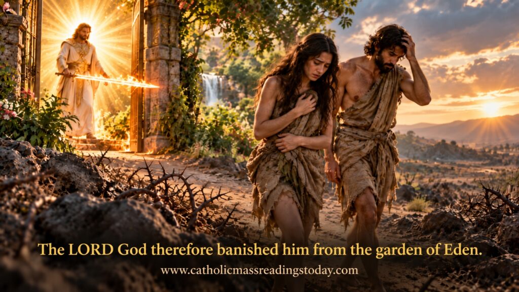 The LORD God therefore banished him from the garden of Eden