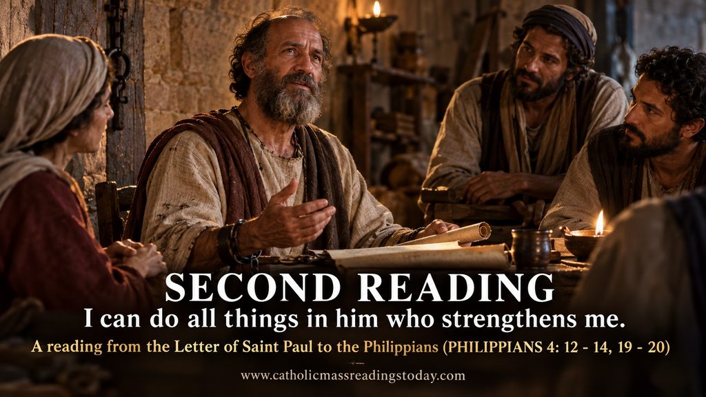 A reading from the Letter of Saint Paul to the Philippians 4: 12 - 14, 19 - 20