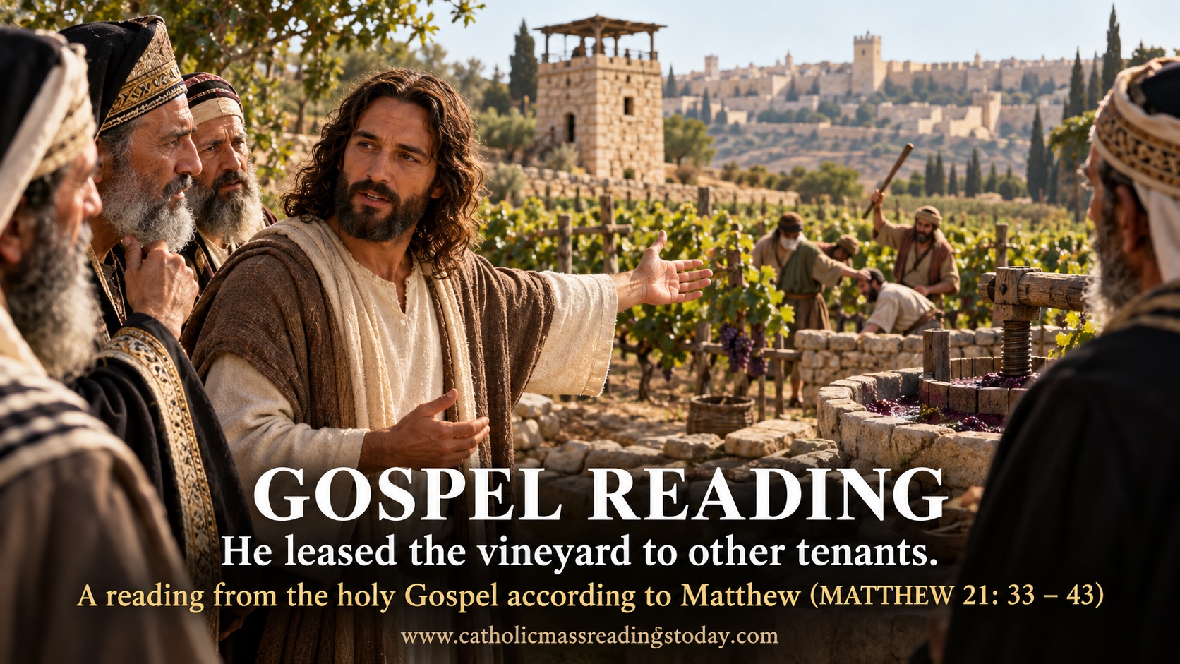 A reading from the holy Gospel according to Matthew 21: 33 – 43